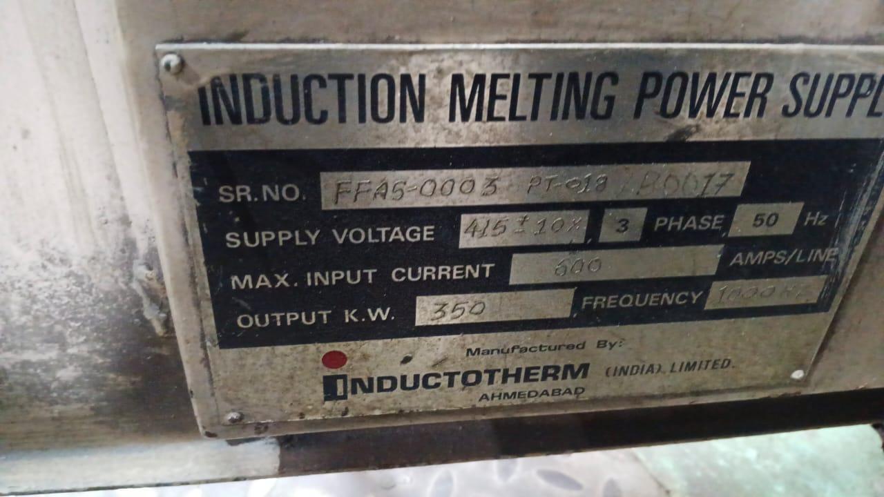 Inductotherm induction melting power supply nameplate